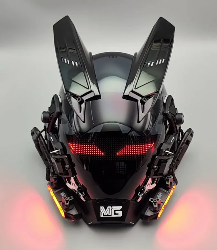 Máscara de casco LED recargable, cubierta facial iluminada futurista para fiesta de Cosplay Rave, equipo ajustable programable RGB