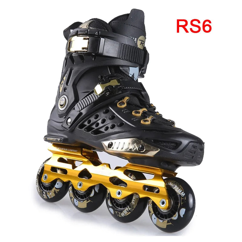 Patines en línea originales de PU para adultos y niños, 4 ruedas, Patines de marco plano para Slalom, deslizamiento, FSK, patinaje de carretera