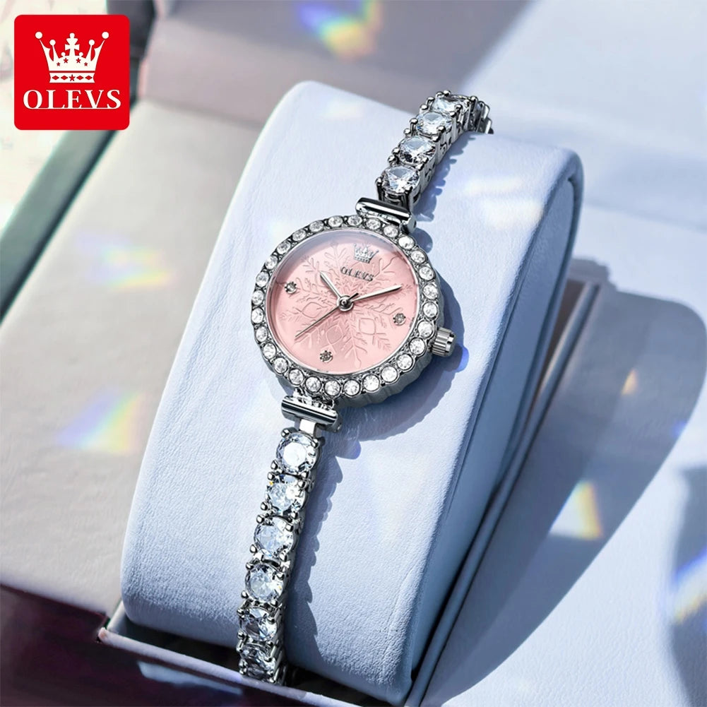 Reloj de cuarzo para mujer OLEVS 5889 con diamantes completos, correa de acero, resistente al agua, elegante reloj de lujo para dama, nuevo