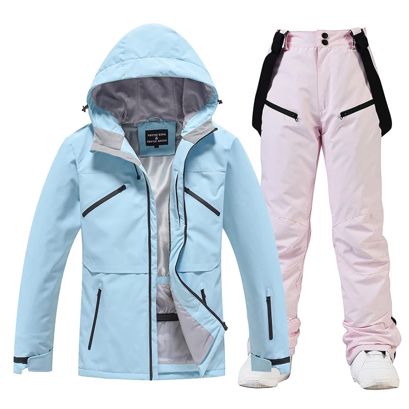 Conjunto de traje de esquí impermeable para hombre y mujer, traje de nieve, conjunto de chaqueta y pantalón de esquí, ropa de exterior, snowboard, en general