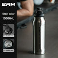 Botella de agua aislada de acero inoxidable, termo para ciclismo, para bebidas frías y calientes, de doble pared, portátil, con asa, taza deportiva para exteriores