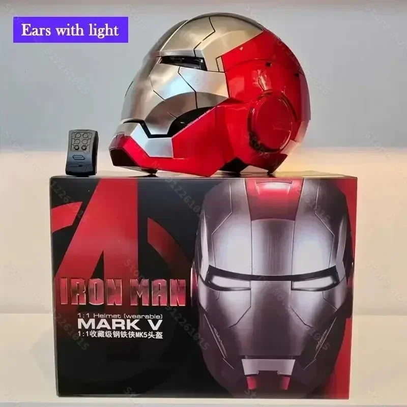 Nuevo Casco Jarvis Iron Man Mk5 y Mk50 con Luz LED, Cierre Electrónico, Control por Voz, Réplica 1:1 de Los Vengadores, Regalo de Cumpleaños para Fanáticos