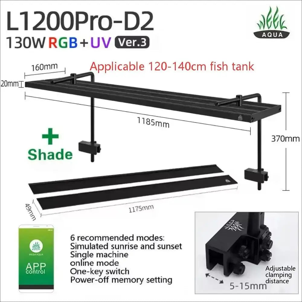 WEEK AQUA L Series V3 RGB+UV Full Spectrum LED Aquarium Light APP Bluetooth Dimmable Planted Tank Aquatic Plant Grow Lamp