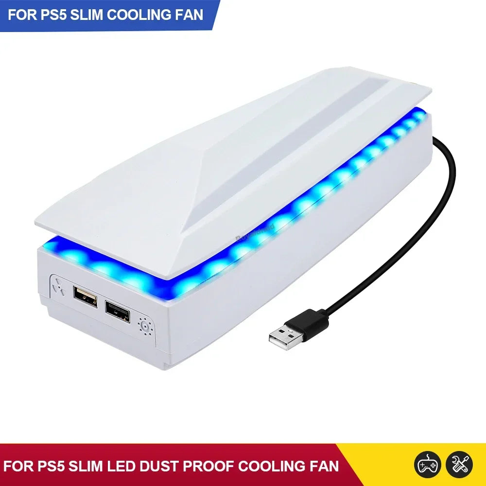 Top Cooling Fan For PS5 Slim With RGB LED Light Game Host Radiator Top Dust-proof Heat Dissipation Fan for PS5 Slim Console