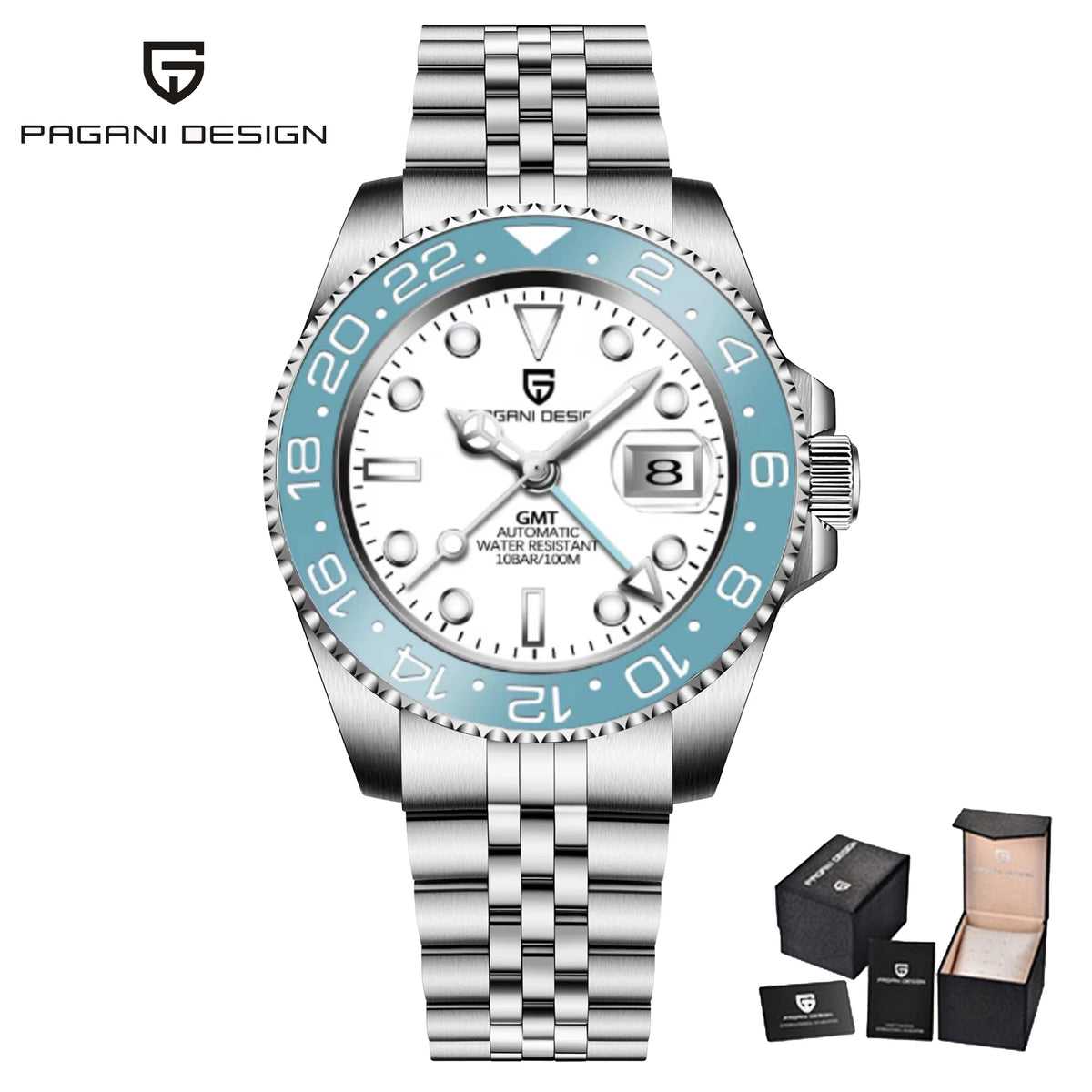 PAGANI DESIGN Reloj automático para hombre, cristal de zafiro, 40 mm, cerámica, GMT, reloj de pulsera mecánico, marca de lujo, deportivo, impermeable