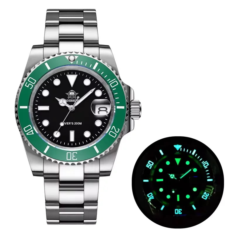 Reloj de pulsera de cuarzo para hombre ADDIESDIVE, reloj clásico con bisel de cerámica, estilo casual de negocios, resistente al agua 200m, luminiscente BGW9