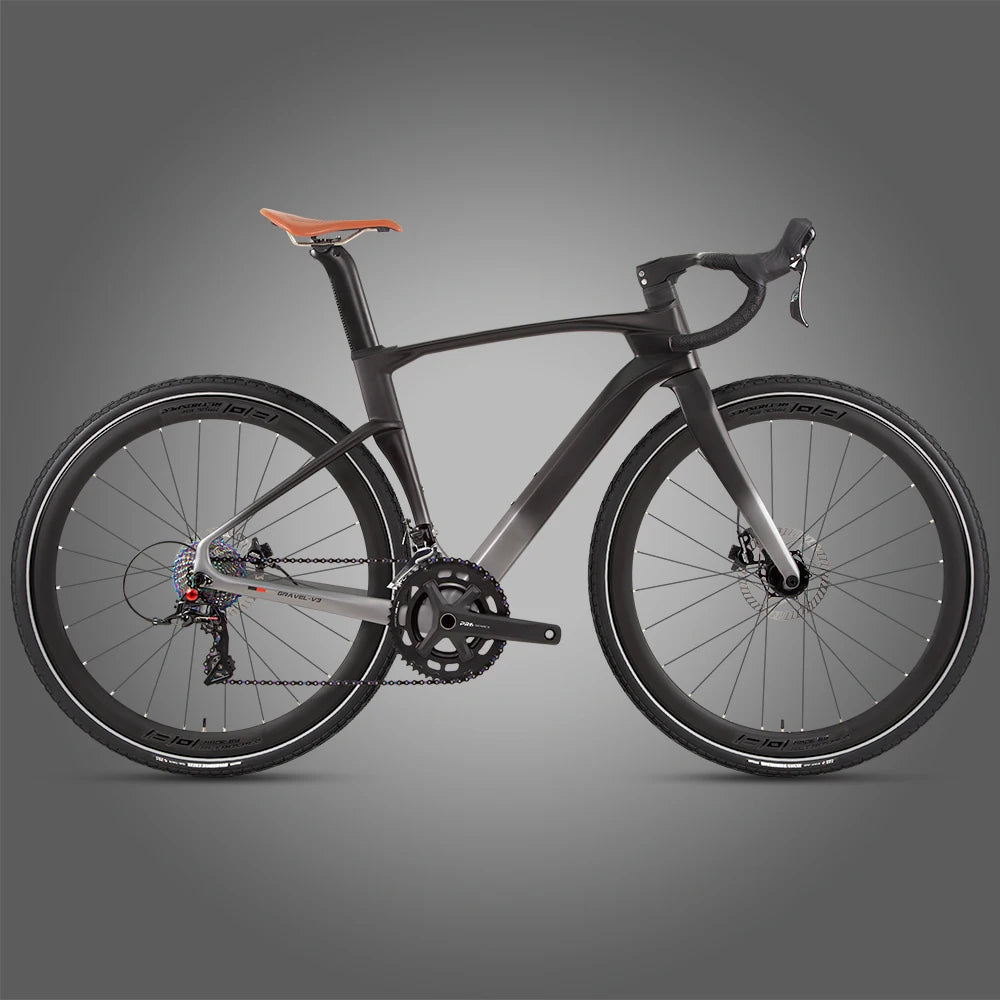 Bicicleta de carretera de fibra de carbono TWITTER Gravel V3, velocidad variable electrónica SENTYEH, ES7000-1*13 velocidades, frenos de disco hidráulicos, bicicleta de gravel