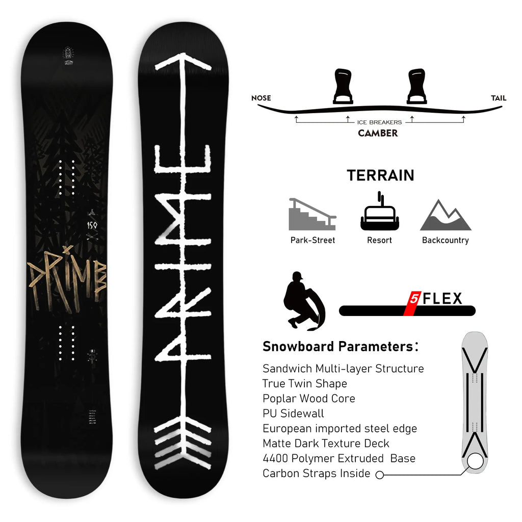 Tabla de Snowboard para Principiantes, Modelo FOREST, Camber True Twin Freestyle, para Hombre