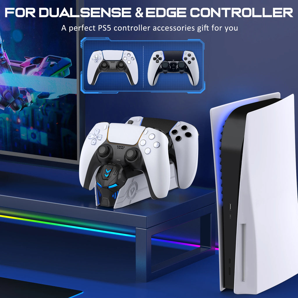 Base de carga rápida doble DinoFire para mandos inalámbricos PS5, soporte de carga para mandos DualSense de Sony PlayStation 5