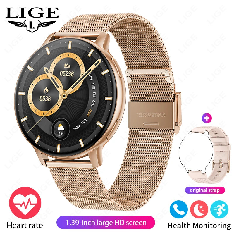 LIGE 2026 Nuevo Reloj Inteligente AMOLED con Llamada Bluetooth AOD, Reloj Deportivo Impermeable con Monitor de Frecuencia Cardíaca y Sueño, Regalo para Hombres y Mujeres