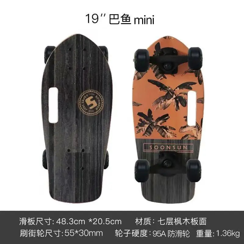 Mini monopatín portátil de 19 pulgadas, monopatín completo de arce, tabla de patín Drift Cruiser de alta velocidad para niños, adultos, principiantes, perro mascota