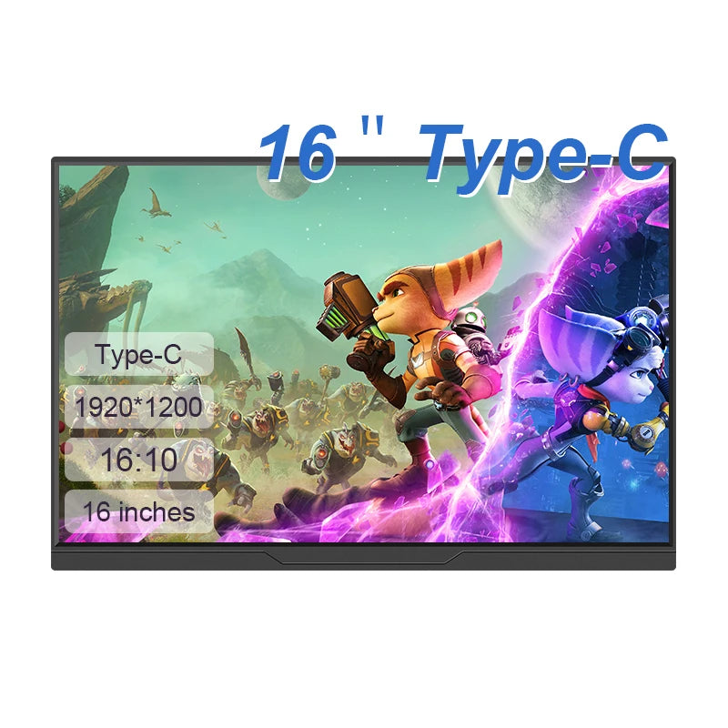 Lanlipu, monitor portátil de 14, 15,6 y 16 pulgadas, pantalla adicional ultrafina, resolución 1920 x 1200, para PC, teléfonos móviles, Xbox, Switch, PS4/5.