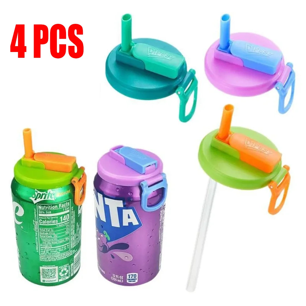 Tapas para latas de refrescos de viaje, pajitas de silicona, cubiertas para latas para bebidas enlatadas, zumo de cerveza, cubiertas sin Bpa, accesorio reutilizable para tapa de tarro