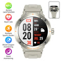 Smartwatch militar para hombre con auriculares inalámbricos integrados, acceso a puertas NFC, monitor de frecuencia cardíaca, reloj inteligente deportivo para iOS y Android