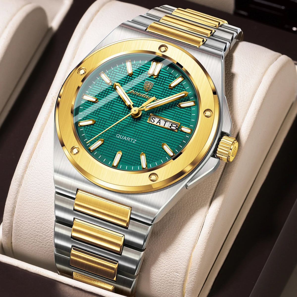 Reloj de moda para hombre POEDAGAR, resistente al agua, luminoso, con fecha y día, elegante, de acero inoxidable, reloj de cuarzo de alta calidad para hombre