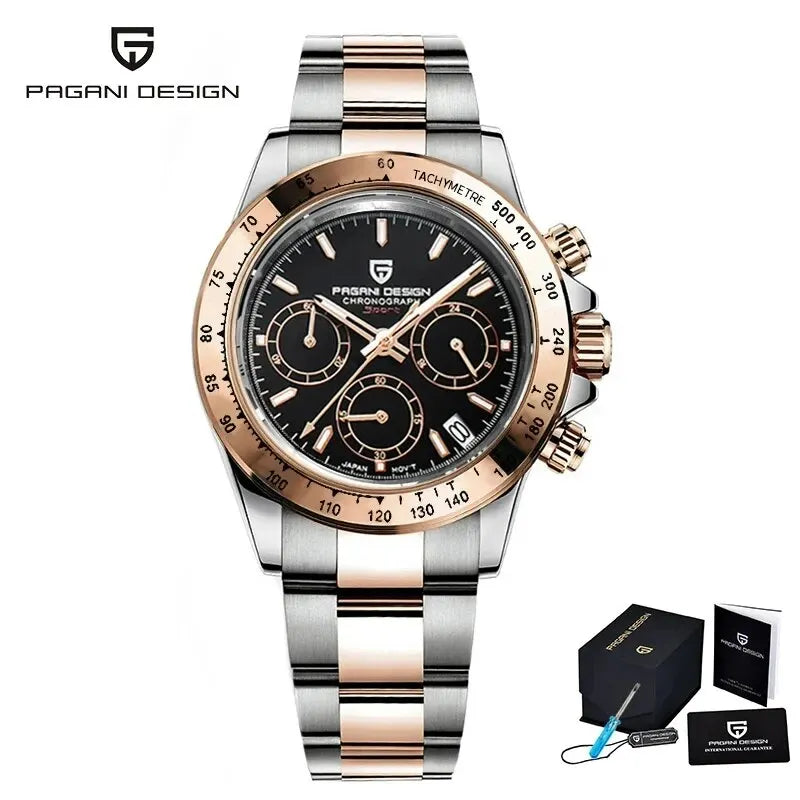 Reloj de hombre PAGANI DESIGN 2026 nuevo, dorado 1644, reloj de pulsera de cuarzo de lujo de marca superior para hombre, cronógrafo, resistente al agua