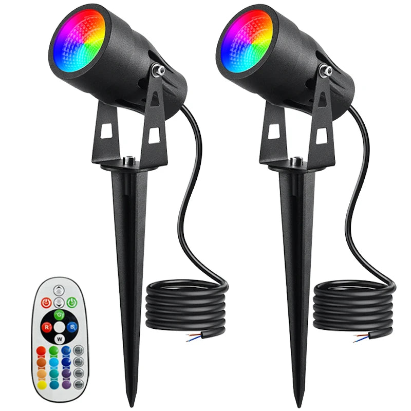Luz de paisaje RGBW de 6W y 12V, foco LED de bajo voltaje para iluminación de exteriores, resistente al agua, con control remoto para jardín, camino y patio