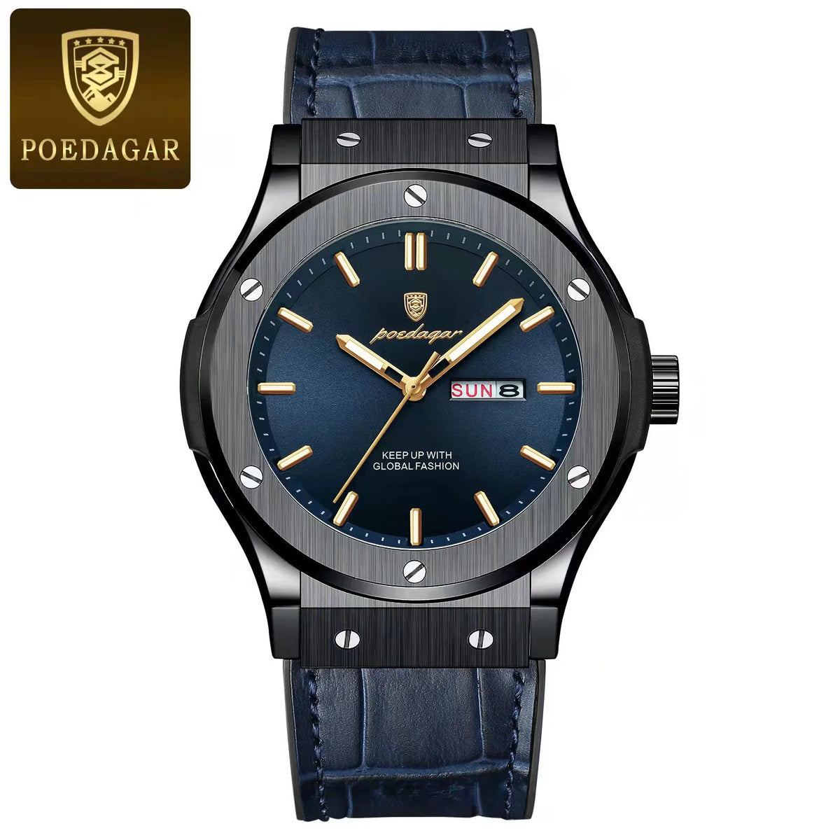 Reloj de lujo para hombre POEDAGAR, resistente al agua, con fecha y día, luminoso, correa de silicona, reloj de cuarzo a la moda para hombre