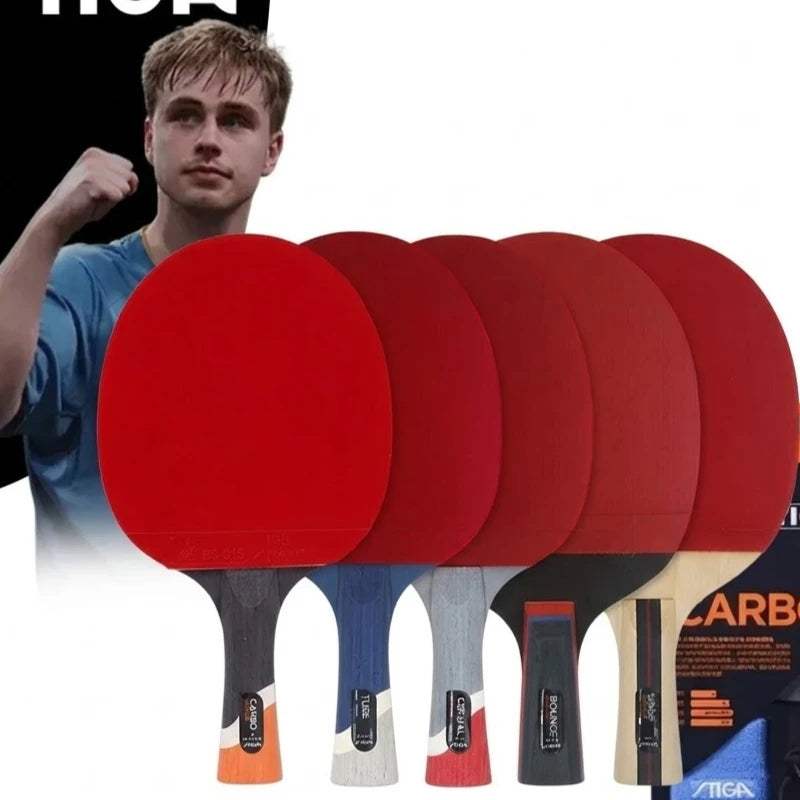 Raqueta de Tenis de Mesa STIGA 3/4/5/6 Estrellas CARBOTable, Paleta de Ping Pong para Ataque Rápido Avanzado, Gomas Antideslizantes con Puntos en el Interior