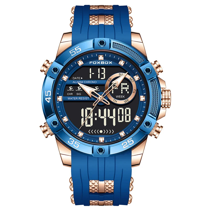 Reloj de lujo para hombre FOXBOX, marca LIGE, relojes digitales de moda, regalos para hombre, relojes de pulsera de cuarzo multifuncionales e impermeables.