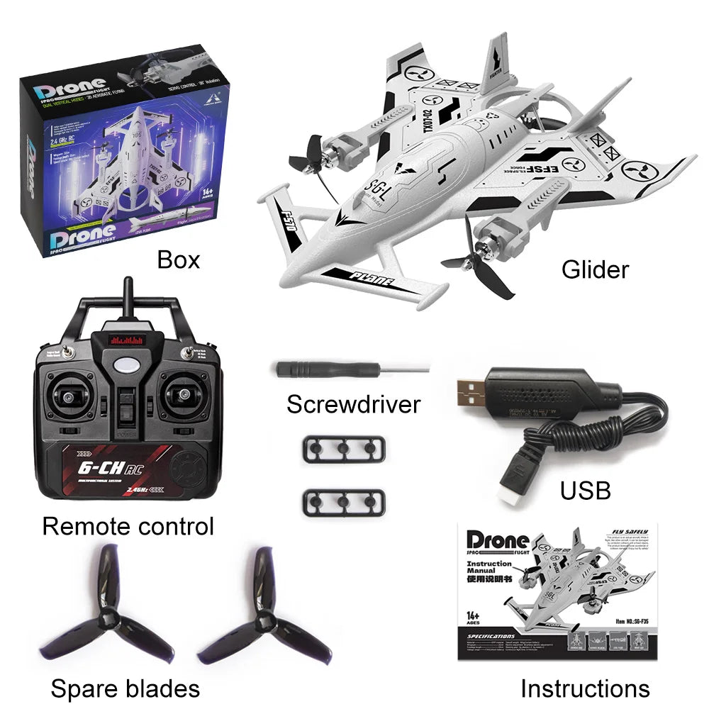 9IMOD RC avión SG-F35 acrobático Fighterc 8 canales Material EPP giros de 6 ejes 2,4G vuelo de 3 modos 200M 2 velocidades planeador sin escobillas