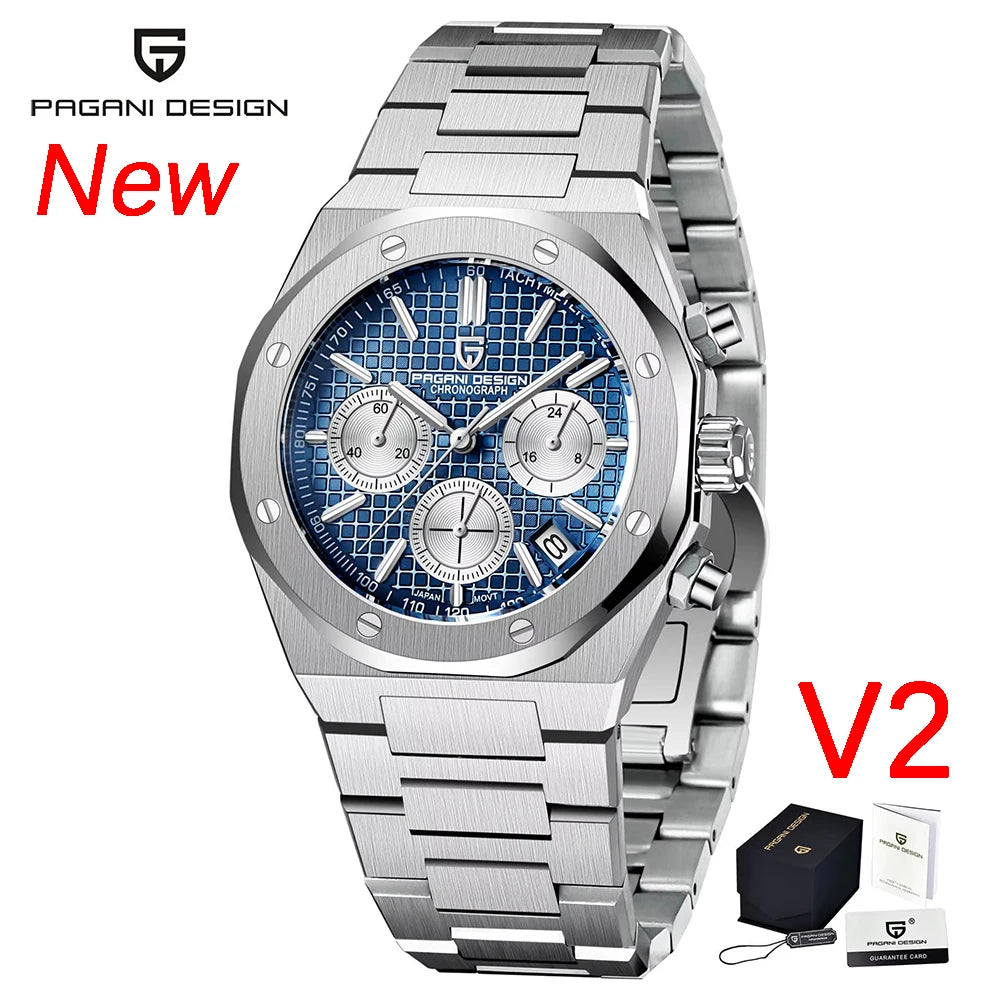 PAGANI DESIGN PD-1707 Chronograph Watch for Men 40MM Dial Sapphire Japan VK63 Stainless Luminous Sport Business Quartz Watch