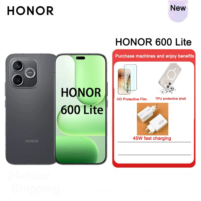 Nuevo Honor 600 Lite 5G original, teléfono móvil con pantalla recta 1.5K, resistencia al agua IP66, certificación anticaída SGS, batería grande, larga duración en espera, smartphone económico y barato