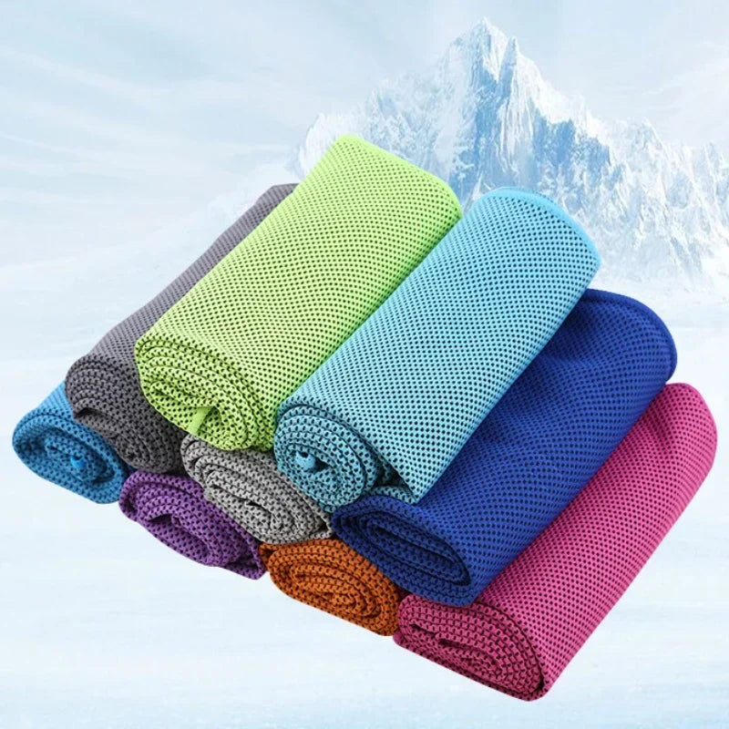 Mini toalla fría portátil de Gel de sílice, fibra de poliéster, toalla de refrigeración para exteriores, Fitness, deportes, gimnasio, correr, secado rápido