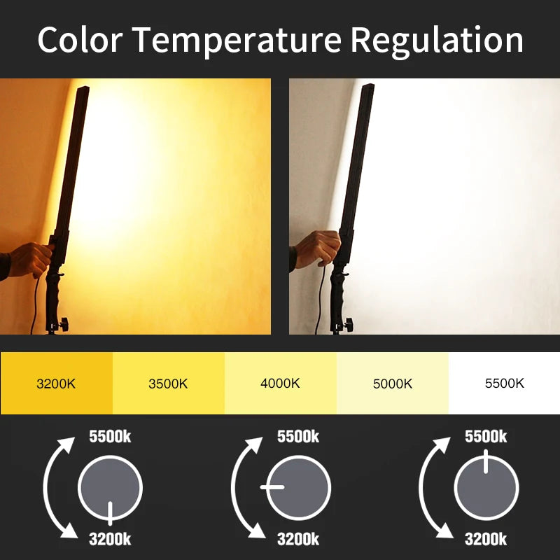 Panel de luz LED para estudio fotográfico, lámpara de relleno de vídeo de 3200-5600K, iluminación de fotografía con trípode para transmisión en vivo, Youtube, Tiktok, Volg