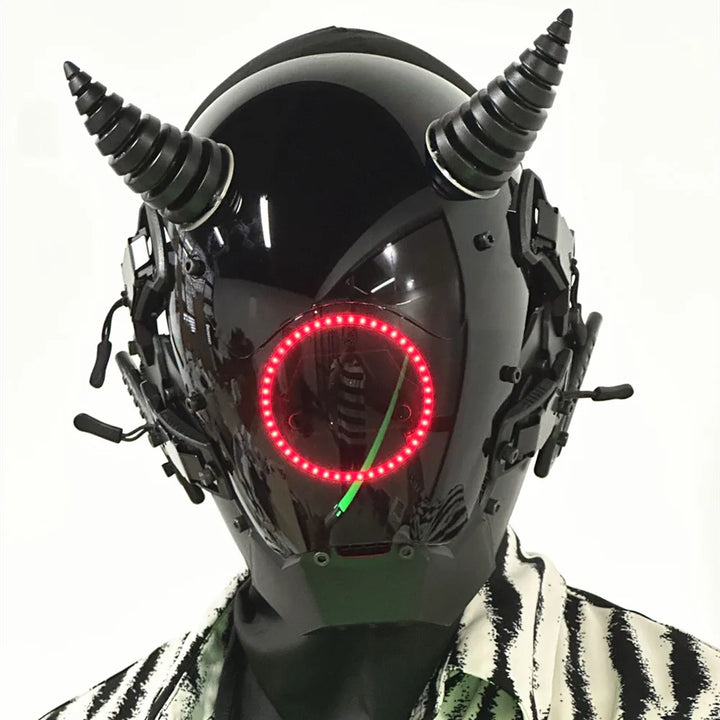 Máscara Cyber punk LED peinado trenza Halloween Navidad juego de rol casco fiesta regalo para adultos ﻿
