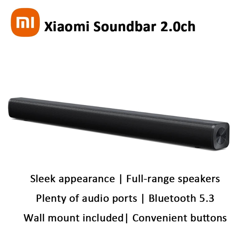 Barra de Sonido Xiaomi 2.0 Canales, Altavoz Inalámbrico Bluetooth 5.3, Altavoces de Rango Completo, Reproducción de Música para PC y TV