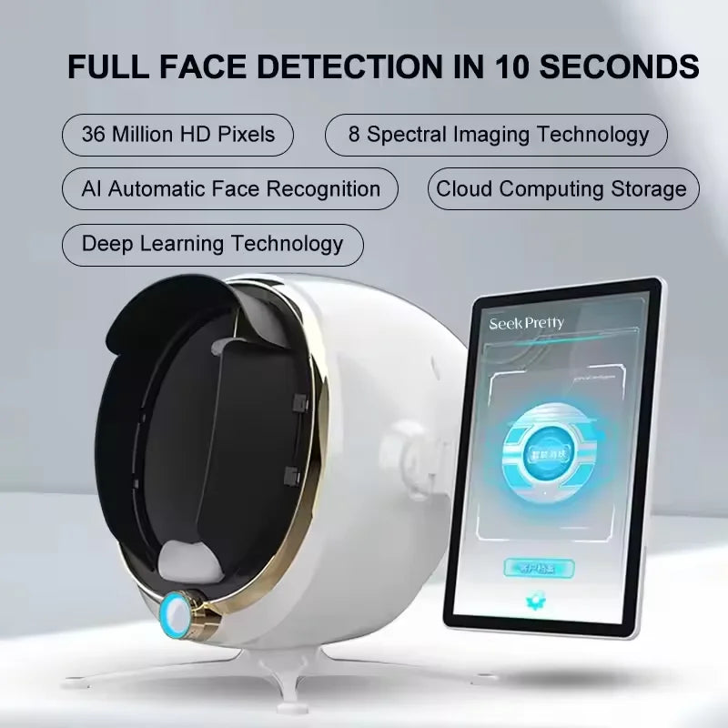 Máquina Multifuncional de Análisis de Piel 3D, Escáner Facial Profesional para Análisis de Arrugas, Acné, Pigmentación e Hidratación para Belleza