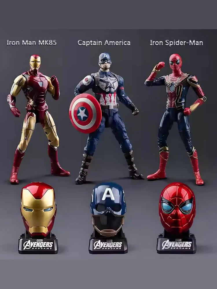 Figura de acción deformable con forma de cabeza de Iron Man de Marvel, modelo de Spider-Man con articulaciones móviles, muñeco educativo para niños