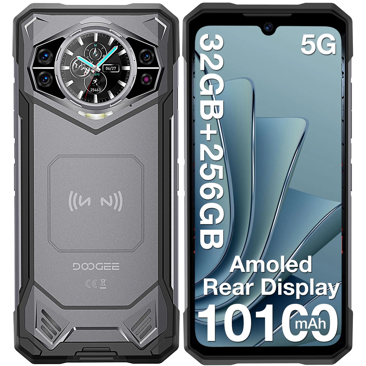 Smartphone resistente DOOGEE S200 48GB + 256GB Dimensity 7050 Pantalla de 6.72" 120Hz Cámara de 100MP Batería de 10100mAh NFC Android 16