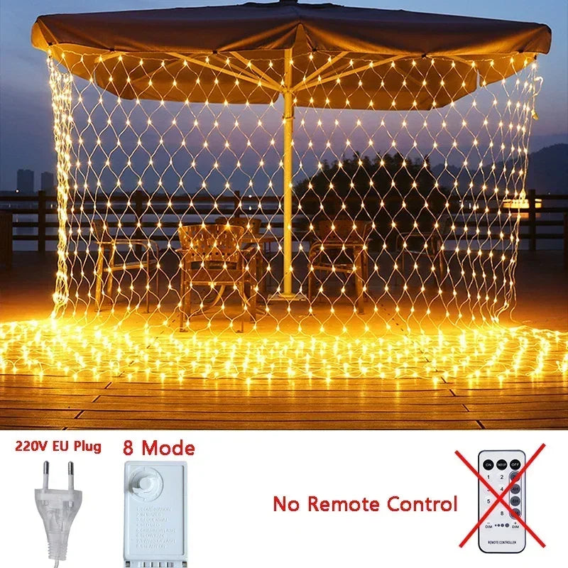 LED Festoon String Christmas Net Mesh Lights Fairy Curtain Garland Outdoor Waterproof 3M-18M For Party Garden Wedding Decoration