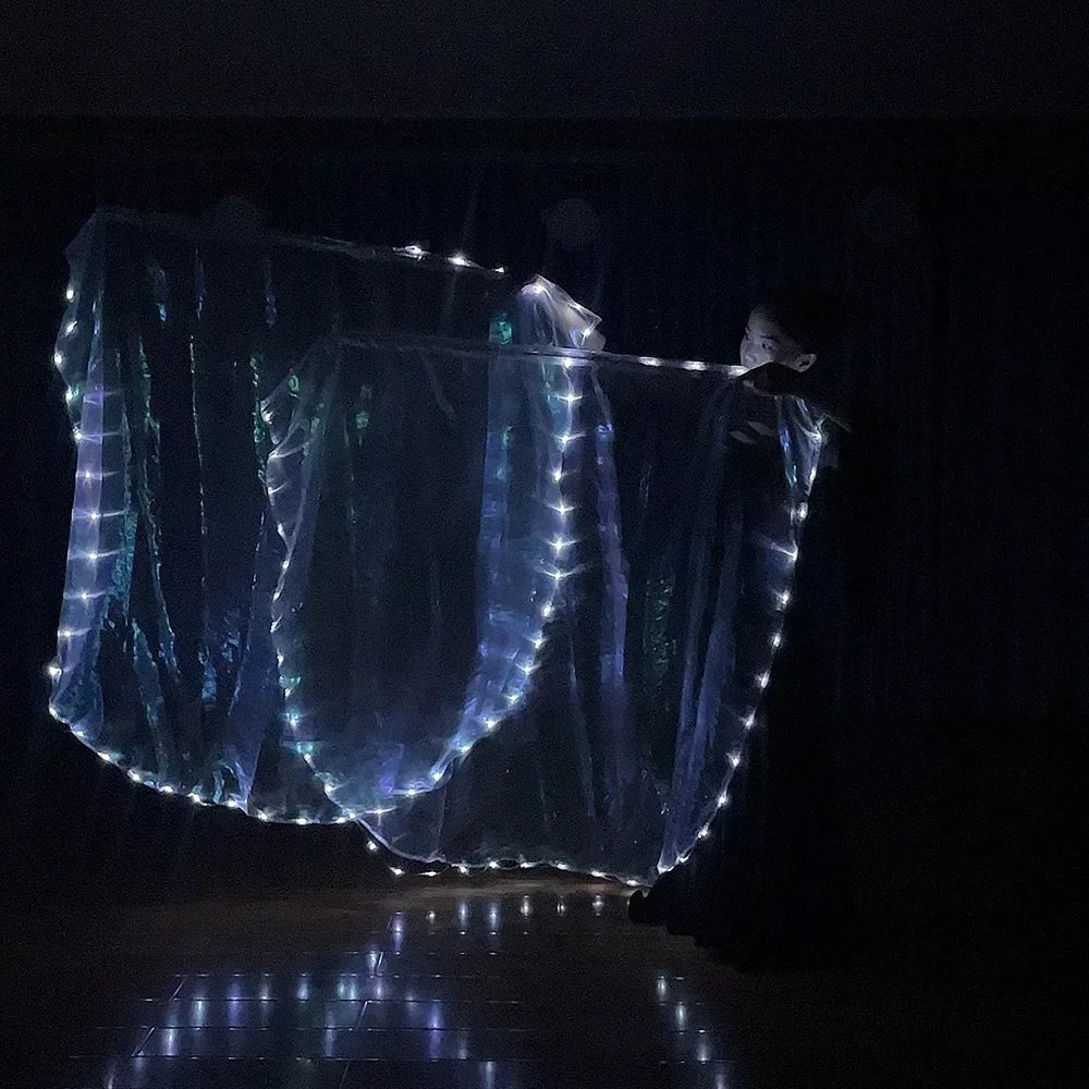 Alas de bandera LED, disfraces luminosos de circo para danza del vientre, luz LED, Ropa de baile para espectáculo de fiesta, accesorios de actuación Rave, 1 Uds.