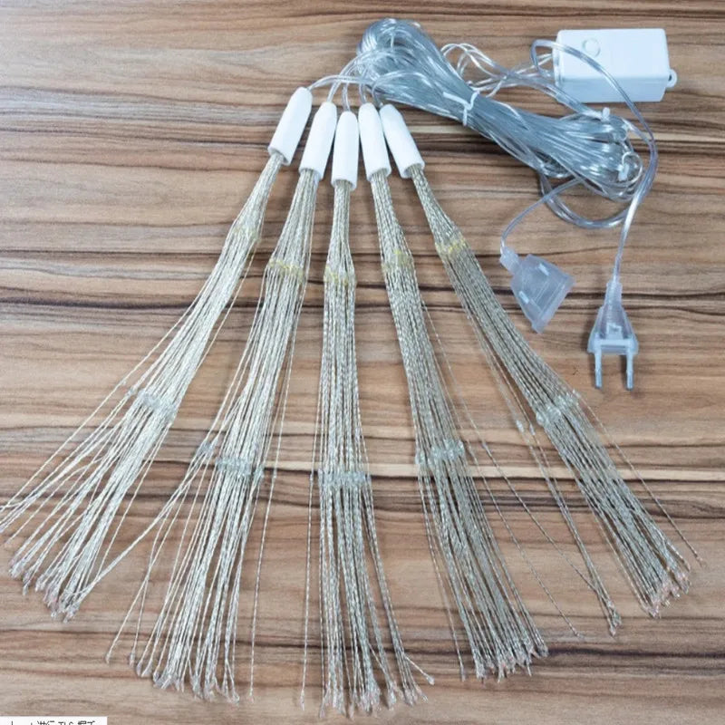 Luces LED de estrella tipo fuegos artificiales, 5 en 1, enchufables, impermeables y colgantes para decoración de jardines y fiestas de Navidad