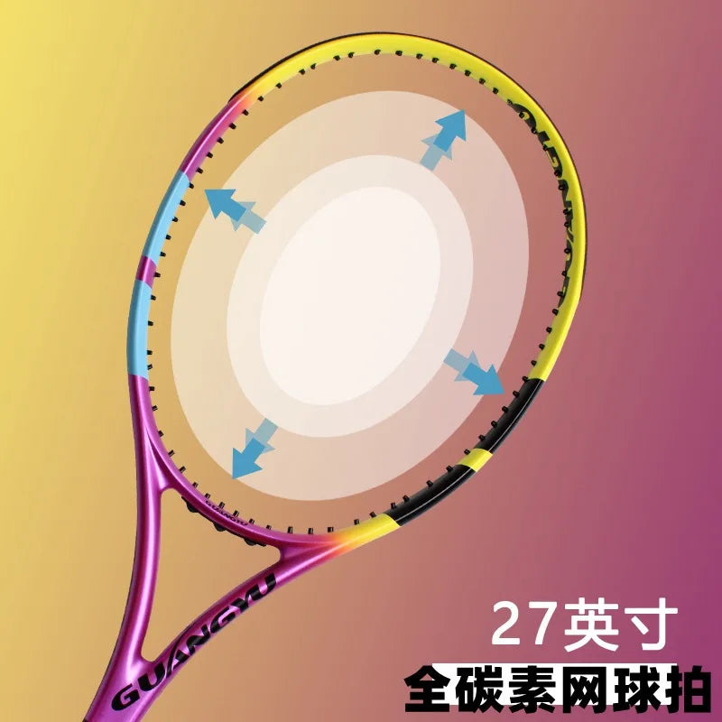 Raqueta de Tenis de Carbono Completo, Individual, Especial para Juego, Grado Profesional, Resistente a Impactos, Ultraligera, de Fibra de Carbono para Adultos