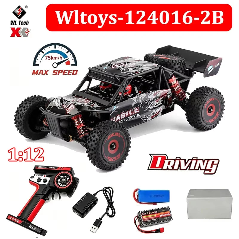 WLtoys 144016 124017 Serie 75KM/H 2.4G Coche RC sin escobillas 4WD Eléctrico de Alta Velocidad Todoterreno Juguetes de Control Remoto para Derrape para Niños