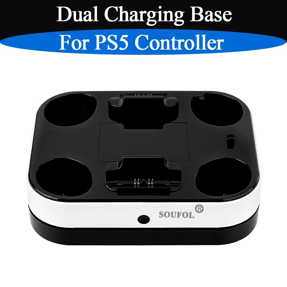 Base de carga doble de alta calidad para PS5 con cable, indicador LED, estación de acoplamiento de soporte de carga para accesorios de mando de PS5