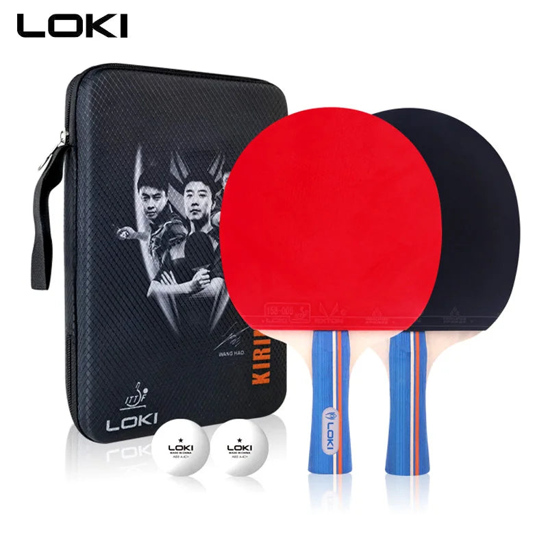 Juego de raquetas de tenis de mesa LOKI K1000 K3000 K5000 con 2 uds de paleta de Ping Pong, 2 pelotas originales y 1 Estuche de transporte