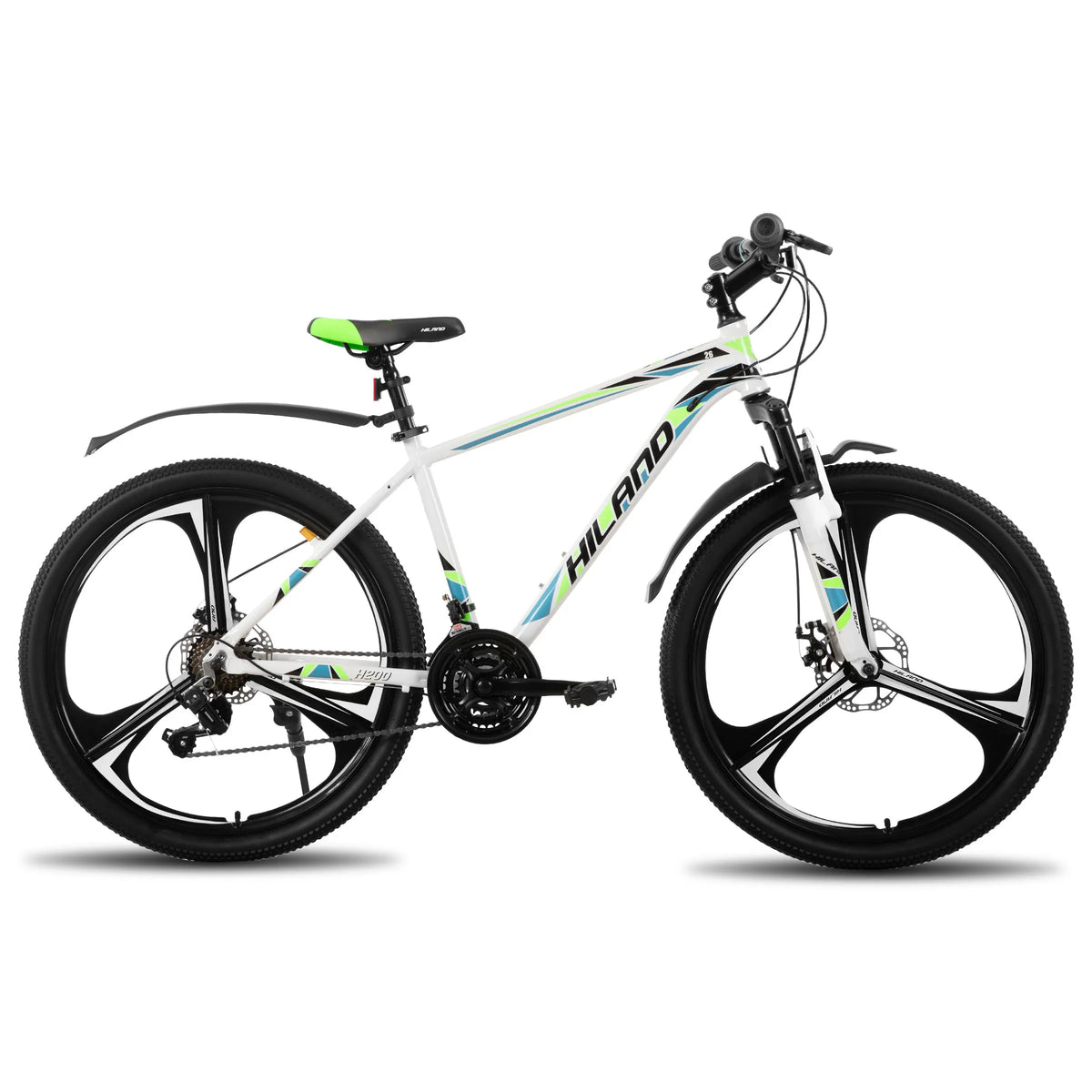 Bicicleta de montaña HILAND, 3 radios, transmisión de 18 velocidades, cuadro de aluminio, ruedas de 26 pulgadas, bicicleta con frenos de disco para hombres y mujeres, MTB para hombre