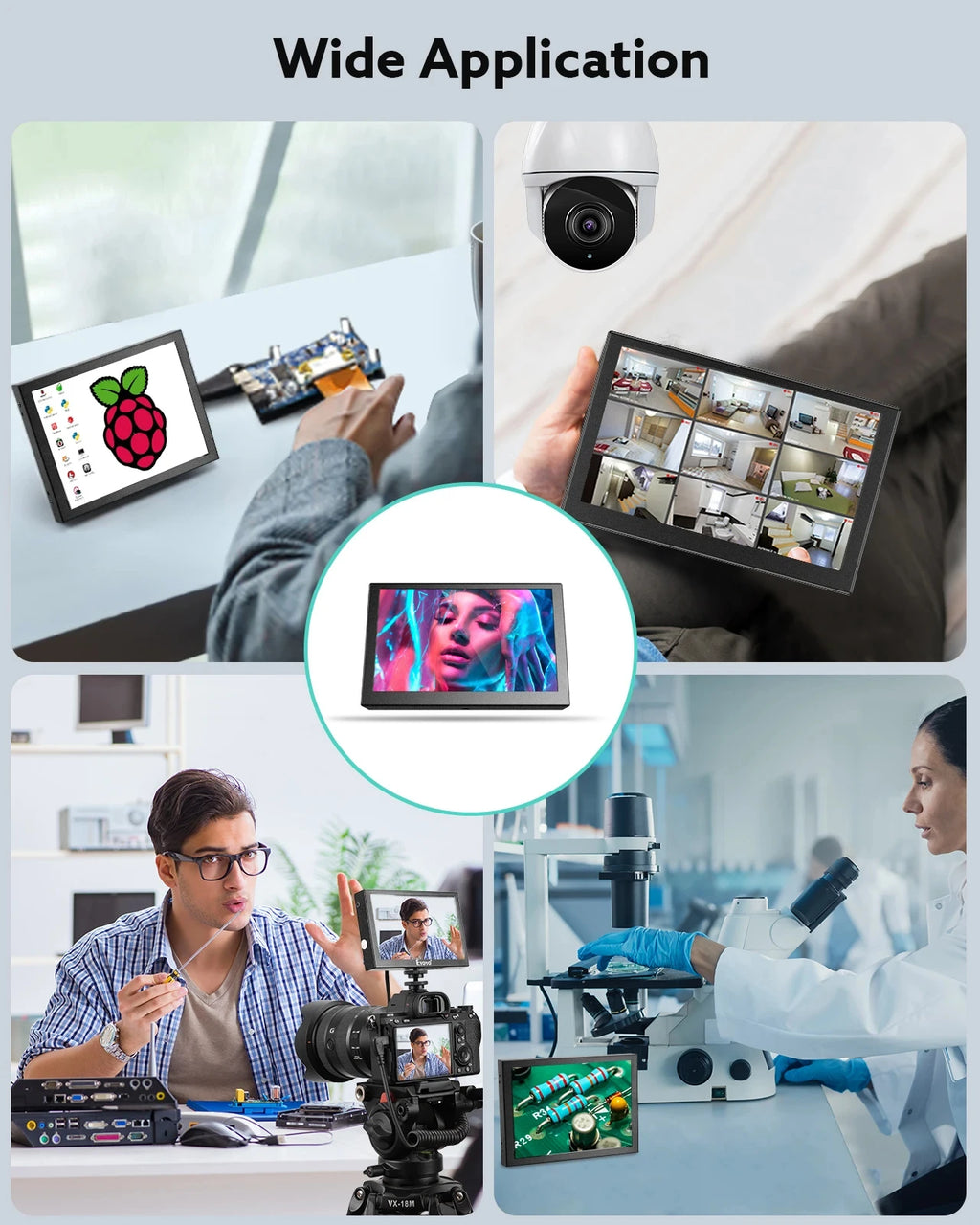 Monitor externo portátil Eyoyo con pantalla LCD mini de 5/7/8 pulgadas y panel TFT; pequeño monitor de vídeo para cámaras con orificio para tornillo de 1/4 y puertos HDMI, AV y VGA, para PC, DVD, DVR, CCD, DSLR