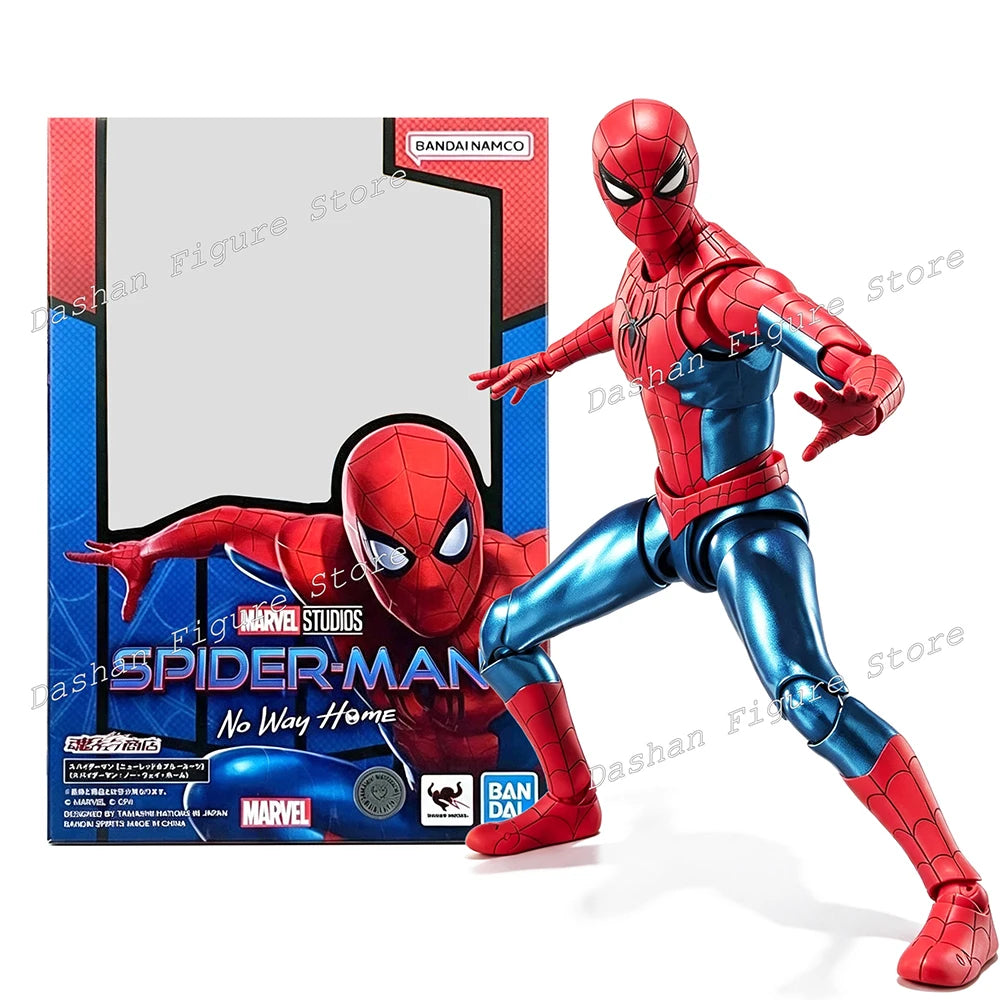 Figura de acción de Spider-Man Peter Parker SHF, nueva figura con traje rojo y azul, Spider-Man, figura de Peter Parker, modelo de juguete.