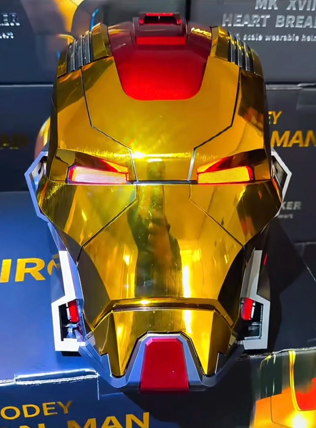 Casco de Iron Man Mk17 Mk5 de los Vengadores, Automático, 1 a 1, Apertura y Cierre Eléctrico, Control Remoto por Voz en Inglés, Juguete de Cosplay, Regalo de Cumpleaños