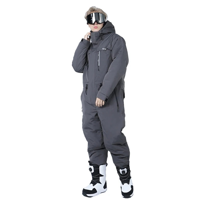 Traje de motociclismo de invierno, mono de esquí a prueba de frío, impermeable al aire libre, a prueba de viento, ropa de pesca integrada cálida y gruesa