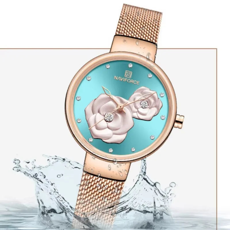 Original NAVIFORCE New Women's Quartz Watch Steel Belt Creative Design Women's Watch relogio feminino NF5013 package gifts 2026