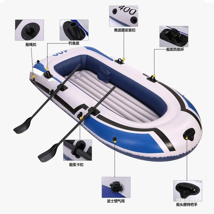 Barco de asalto portátil para 2/3/4 personas, Kayak para varias personas, barco de goma inflable, fondo grueso, pesca a la deriva, Rafting de ocio