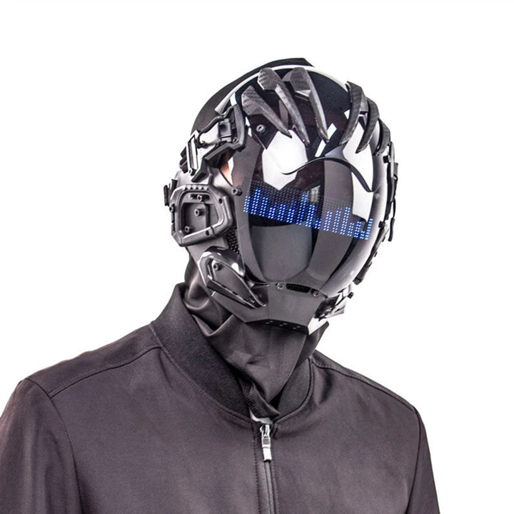 Máscara Cyber punk LED peinado trenza Halloween Navidad juego de rol casco fiesta regalo para adultos ﻿