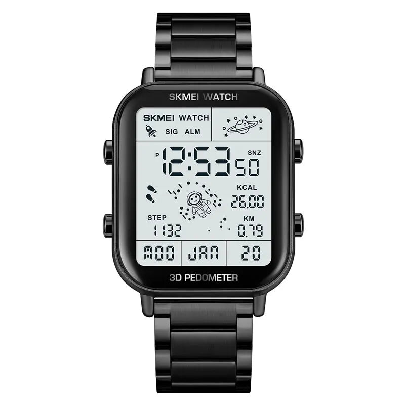 Reloj digital para hombre SKMEI de moda con pantalla retroiluminada, reloj electrónico cuadrado multifuncional deportivo, reloj digital LED para hombre